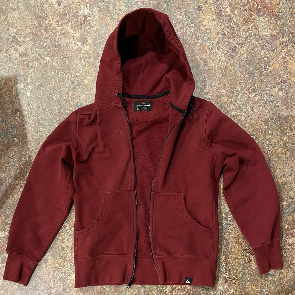 American Giant Burgundy Zip Hoodie